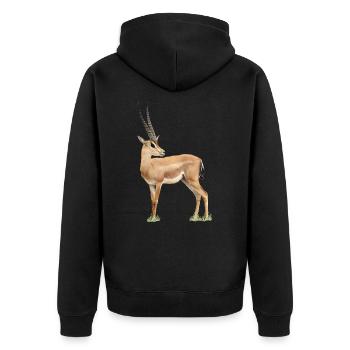 Grant Gazelle - Africa - Kenya - Safari - Unisex Premium Organic Zip Hoodie - black - Back - Nico (187cm)