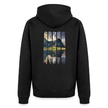 Lake Adler Mountains - Unisex Premium Organic Zip Hoodie - black - Back - Nico (187cm)