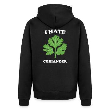 Coriander Gift Idea - I hate Coriander - Unisex Premium Organic Zip Hoodie - black - Back - Nico (187cm)