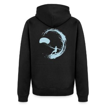 Kite Surfen - Unisex Premium Bio Zip Hoodie - Schwarz - Hinten - Nico (187cm)