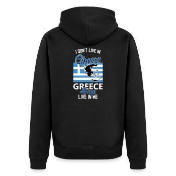 Griechenland griechische Flagge - Unisex Premium Bio Zip Hoodie - Schwarz - Hinten - Nico (187cm)