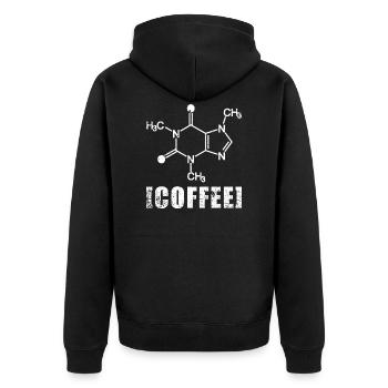 Kaffee Chemie Formel - Unisex Premium Bio Zip Hoodie - Schwarz - Hinten - Nico (187cm)
