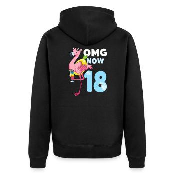 18 ans cadeau flamant rose 18e anniversaire fille - Veste à capuche bio Premium Unisexe - noir - Dos - Nico (187cm)