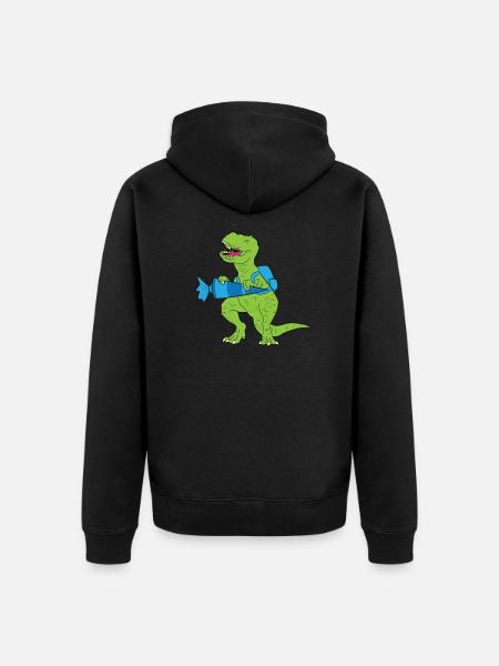 T-Rex dinosaure Dino Scolarisation - Veste à capuche bio Premium Unisexe - noir