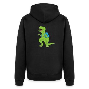 T-Rex Dinosaurier Dino Einschulungs Schulkind - Unisex Premium Bio Zip Hoodie - Schwarz - Hinten - Nico (187cm)