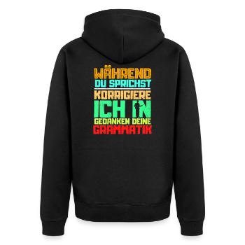 Lehrer - Unisex Premium Bio Zip Hoodie - Schwarz - Hinten - Nico (187cm)