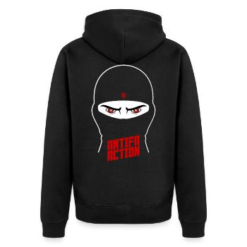 Antifa Action - Ninja (II) - Unisex Premium Organic Zip Hoodie - black - Back - Nico (187cm)