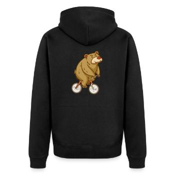 Bicycle bear brown bear on a bicycle for children - Unisex Premium Organic Zip Hoodie - black - Back - Nico (187cm)