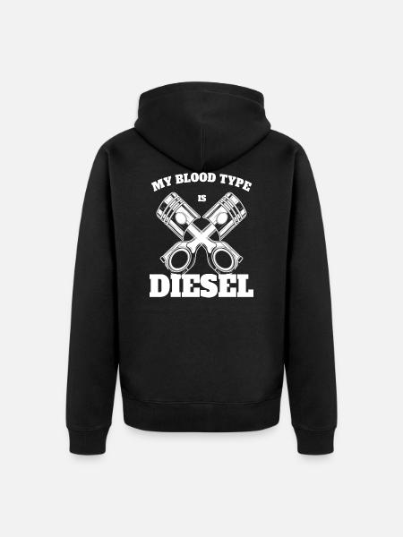 DIESEL MECHANIC / TRUCKER: My Blood Type Is Diesel - Unisex Premium Organic Zip Hoodie - black