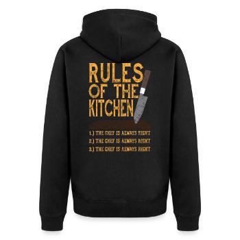Rules Of The Kitchen Cool Chef Cook - Unisex Premium Bio Zip Hoodie - Schwarz - Hinten - Nico (187cm)