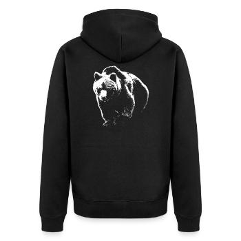 Black & White Bear Brown bear for animal lovers - Unisex Premium Organic Zip Hoodie - black - Back - Nico (187cm)