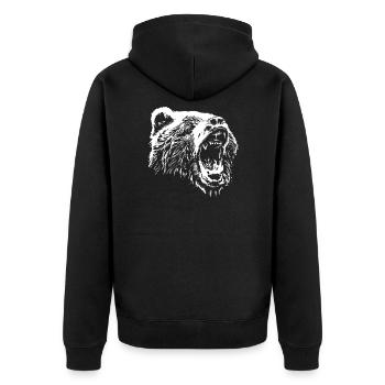 Black & White Bear bears head for nature fans - Unisex Premium Organic Zip Hoodie - black - Back - Nico (187cm)
