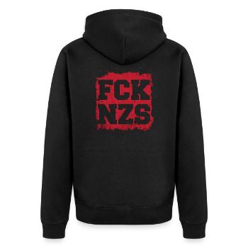 Idée cadeau FCK NZS contre le racisme - Veste à capuche bio Premium Unisexe - noir - Dos - Nico (187cm)