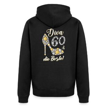 Diva die Beste 60. Geburtstag Geschenk 60 Jahre - Unisex Premium Bio Zip Hoodie - Schwarz - Hinten - Nico (187cm)