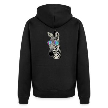 Zebra mit Sonnenbrille als Geschenk für Kids - Unisex Premium Bio Zip Hoodie - Schwarz - Hinten - Nico (187cm)