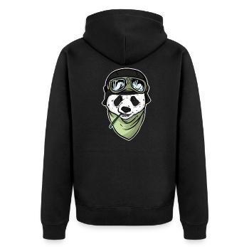 Panda bear pilot Panda hobby aviator for pilots - Unisex Premium Organic Zip Hoodie - black - Back - Nico (187cm)