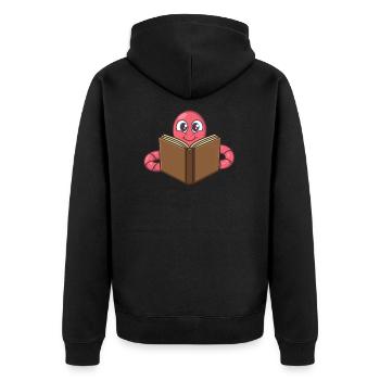 Bücherwürm Leseratte - Unisex Premium Bio Zip Hoodie - Schwarz - Hinten - Nico (187cm)