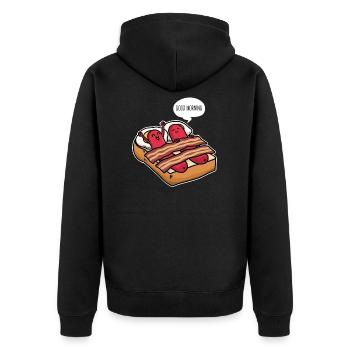 Guten Morgen Frühstück Wurst Eier Speck Toast - Unisex Premium Bio Zip Hoodie - Schwarz - Hinten - Nico (187cm)