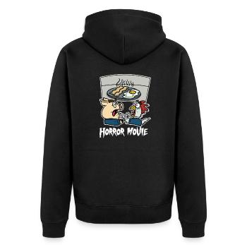 Chemise oeuf au bacon poulet poulet bacon film d'horreur - Veste à capuche bio Premium Unisexe - noir - Dos - Nico (187cm)
