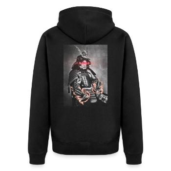 Laser Ninja Man - Unisex Premium Bio Zip Hoodie - Schwarz - Hinten - Nico (187cm)