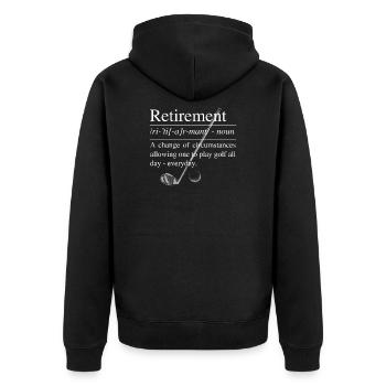 GOLF: Retirement Definition - Unisex Premium Organic Zip Hoodie - black - Back - Nico (187cm)