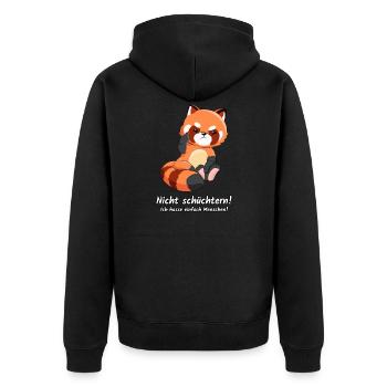 Nicht schüchtern ich hasse Menschen Geschenk Panda - Unisex Premium Bio Zip Hoodie - Schwarz - Hinten - Nico (187cm)