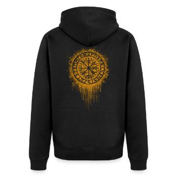 Viking Wikinger Tattoo Tribal Runen Runes - Unisex Premium Bio Zip Hoodie - Schwarz - Hinten - Nico (187cm)
