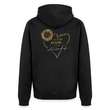 Jesus is not a religion but a relationship - Unisex Premium Organic Zip Hoodie - black - Back - Nico (187cm)