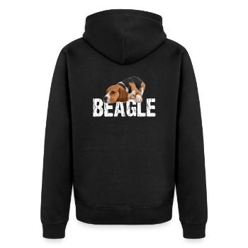 beagle - Unisex Premium Bio Zip Hoodie - Schwarz - Hinten - Nico (187cm)