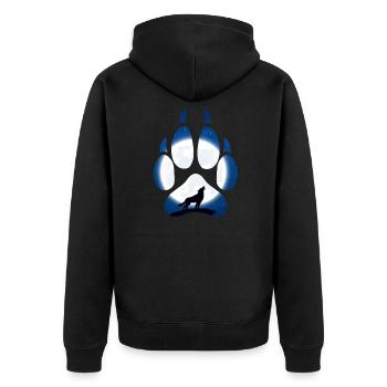 Wolfs Tatze im Mondschein in der Nacht - Unisex Premium Bio Zip Hoodie - Schwarz - Hinten - Nico (187cm)