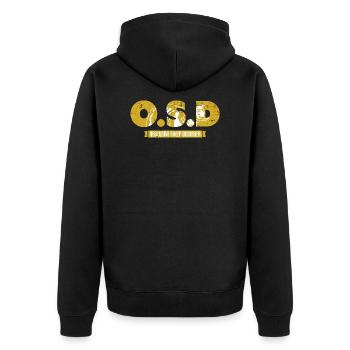 Schaf - Unisex Premium Bio Zip Hoodie - Schwarz - Hinten - Nico (187cm)