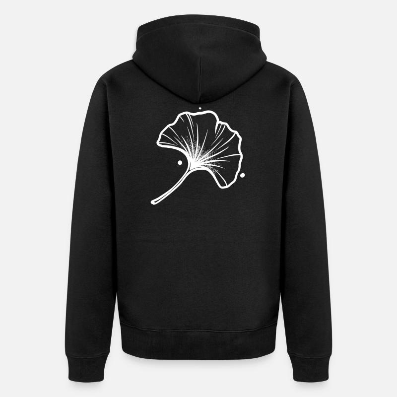 Feuille Ginkgo Blanche - Veste à capuche bio Premium Unisexe - noir
