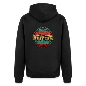 Retro bicycle riding vintage road bike - Unisex Premium Organic Zip Hoodie - black - Back - Nico (187cm)