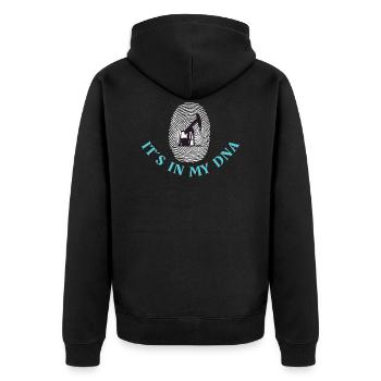 OILFIELD: Its in my DNA - Unisex Premium Bio Zip Hoodie - Schwarz - Hinten - Nico (187cm)