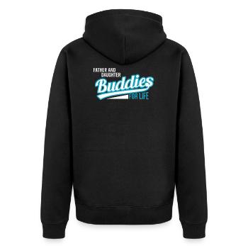 Vater und Tochter - Unisex Premium Bio Zip Hoodie - Schwarz - Hinten - Nico (187cm)