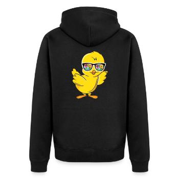 Cool chick with flower sunglasses - Unisex Premium Organic Zip Hoodie - black - Back - Nico (187cm)