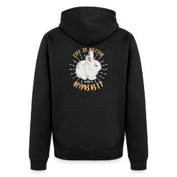 Kaninchen-nette Haustiere - Unisex Premium Bio Zip Hoodie - Schwarz - Hinten - Nico (187cm)