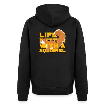 Squirrel Squirrel - Unisex Premium Organic Zip Hoodie - black - Back - Nico (187cm)