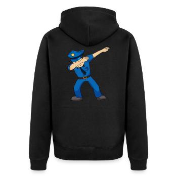 Dabbing Polizei - Unisex Premium Bio Zip Hoodie - Schwarz - Hinten - Nico (187cm)