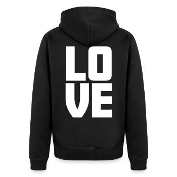 amour amour amour vie idée cadeau cool - Veste à capuche bio Premium Unisexe - noir - Dos - Nico (187cm)