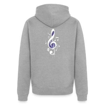 Clef music design music lover note - Unisex Premium Organic Zip Hoodie - heather grey - Back - Nico (187cm)