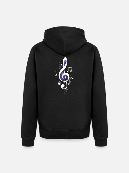 Clef music design note d'amateur de musique - Veste à capuche bio Premium Unisexe - noir