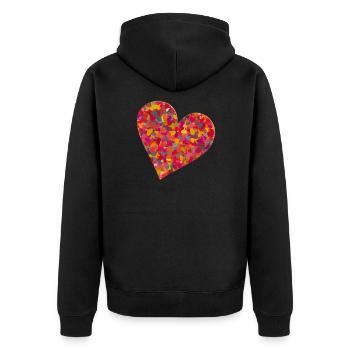 fuck you heart - Unisex Premium Bio Zip Hoodie - Schwarz - Hinten - Nico (187cm)