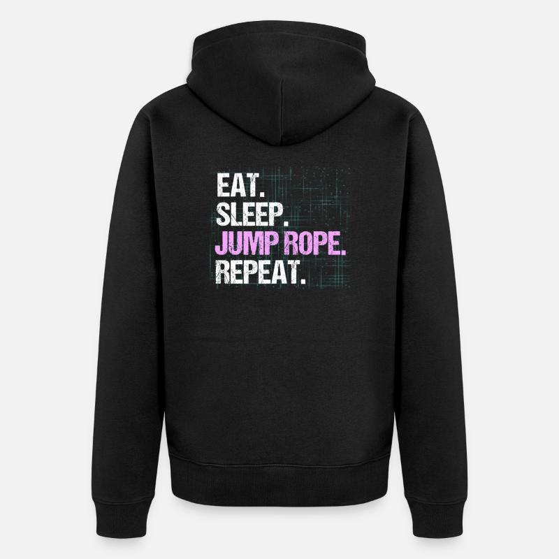 Corde à sauter Mangez Sommeil Sauter Corde Répéter - Veste à capuche bio Premium Unisexe - noir