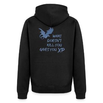 Drache Gaming rollenspiel roleplay dungeon - Unisex Premium Bio Zip Hoodie - Schwarz - Hinten - Nico (187cm)