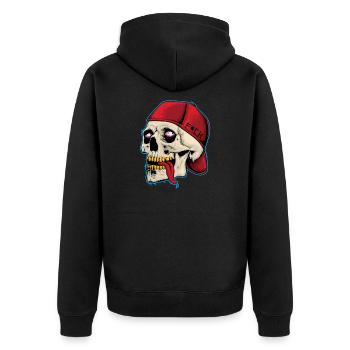 Skull and crossbones skeleton bone cappy motif - Unisex Premium Organic Zip Hoodie - black - Back - Nico (187cm)