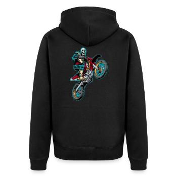 Motif Skull Skeleton Bones Motorcross Bike - Veste à capuche bio Premium Unisexe - noir - Dos - Nico (187cm)