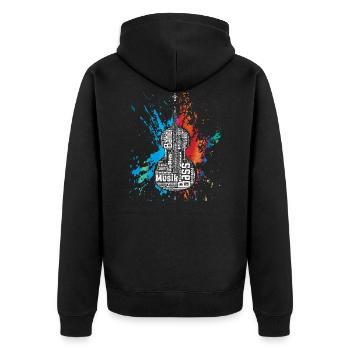 Kontrabass Wordcloud Word Cloud Geschenk - Unisex Premium Bio Zip Hoodie - Schwarz - Hinten - Nico (187cm)