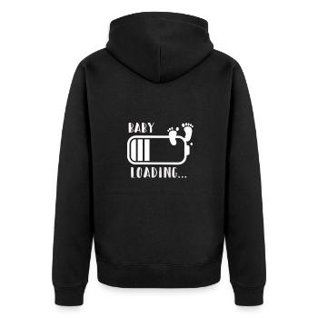Baby is Loading Gift idea for all Expectant Mom´s - Unisex Premium Bio Zip Hoodie - Schwarz - Hinten - Nico (187cm)