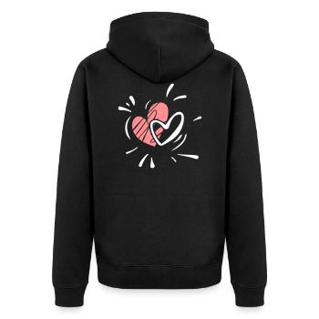 Two hearts - symbol of love - Unisex Premium Organic Zip Hoodie - black - Back - Nico (187cm)